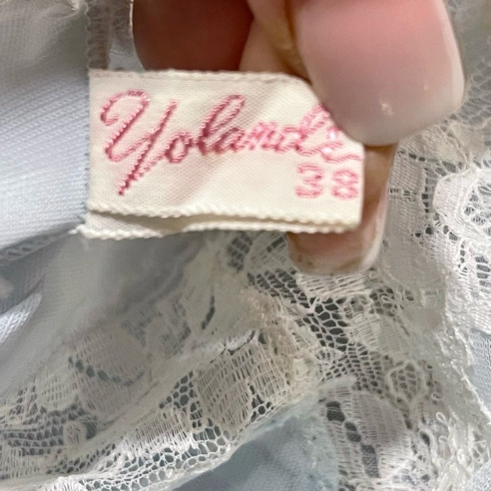 Yolande Womens Vintage 1940 Slip Dress Negligee Blue Lace Romantic Full Length L - Picture 10 of 12